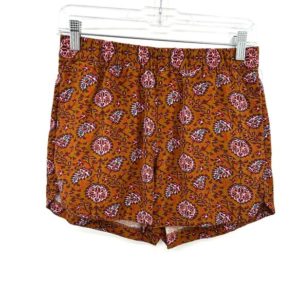 MADEWELL Brown Purple Floral Paisley Lightweight Pull On Casual Shorts Size XS - Picture 1 of 5